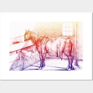 Horse Standing in a Stable By Jean Bernard Brightfully Edited Posters and Art